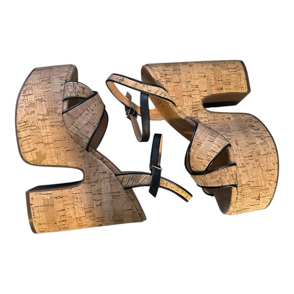 NWT / SCHUTZ Keefa Weekend Cutout Cork Block Sandals Size 8 - Picture 7 of 8